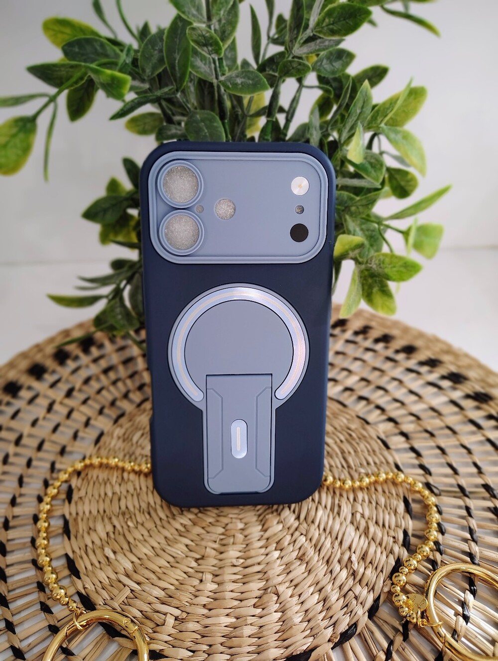 Blue Magnetic Ring Iphone 17 Case with Kickstand